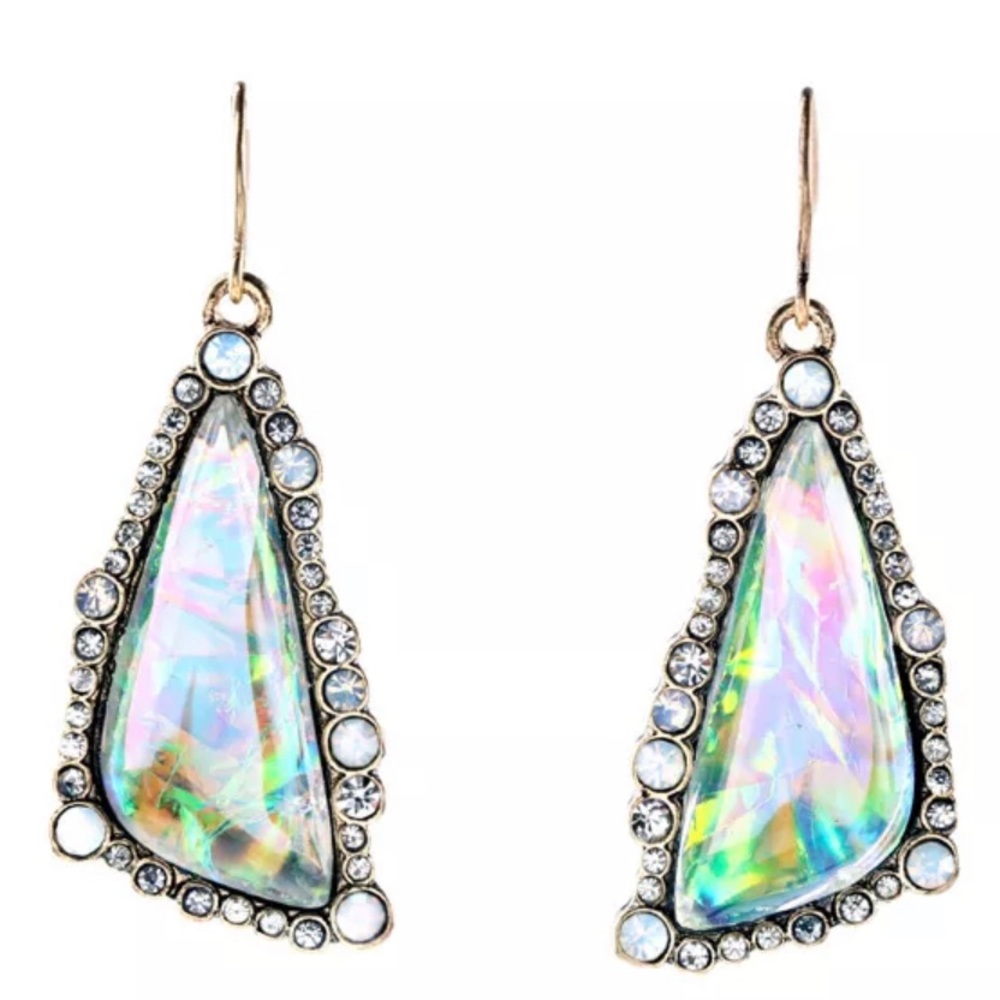 Dazzling Stone Crystal Triangle Earrings. - Picture 2 of 4